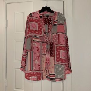 Talbots tie neck blouse 2X